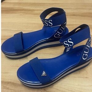 Guess Blue Sandals with Silver Buckle
